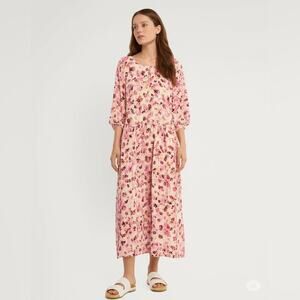 H&M Flowy Floral Midi Dress Pink Cream Boho Blooms Prairie Cottagecore
Size XXL